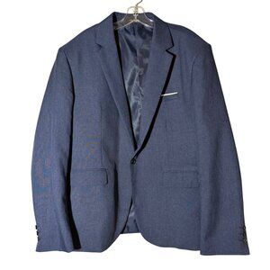 Mens Coofandy Navy Blue Blazer Jacket XL 100% Polyester Single-Breasted Two-Butt